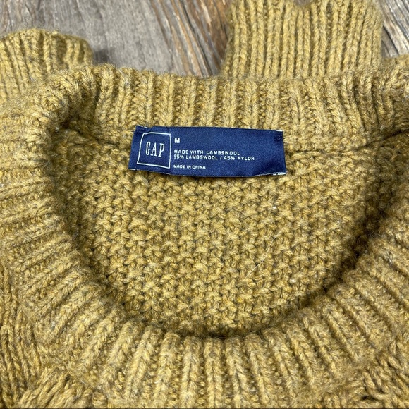 GAP Marl Chunky CA Moss Lambswool Knitted Sweater Size M - Picture 3 of 13